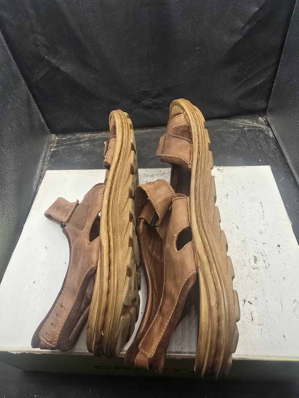 Josef Seibel Brown Leather Men's Adjustable Sandals